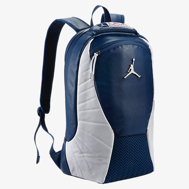 blue and white jordan backpack