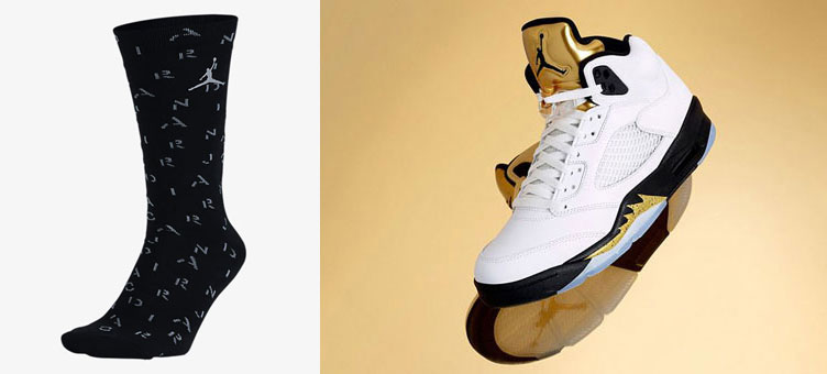 Air Jordan 5 Metallic Gold Socks 