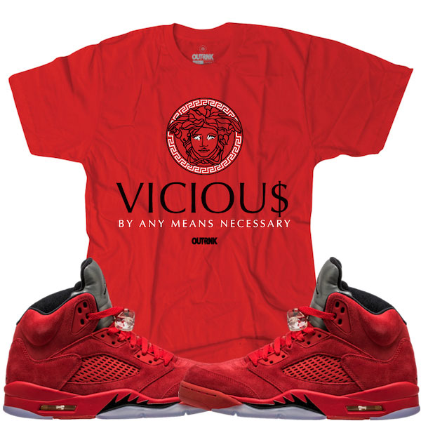 jordan 5 red suede shirt