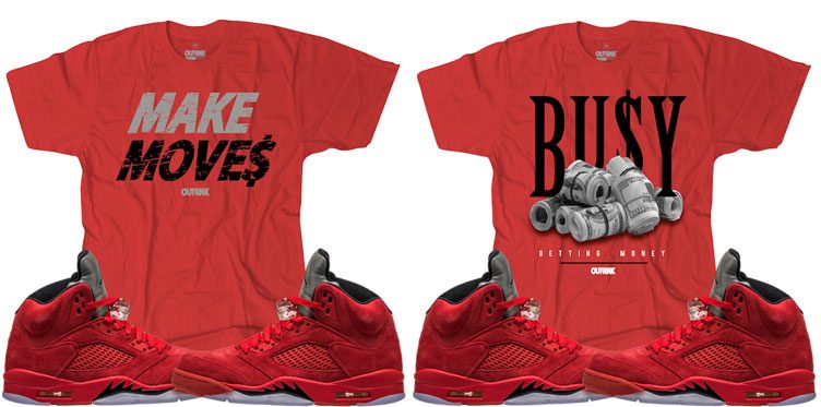 jordan 5 red suede shirt