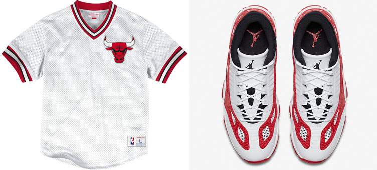 red and white bulls jersey