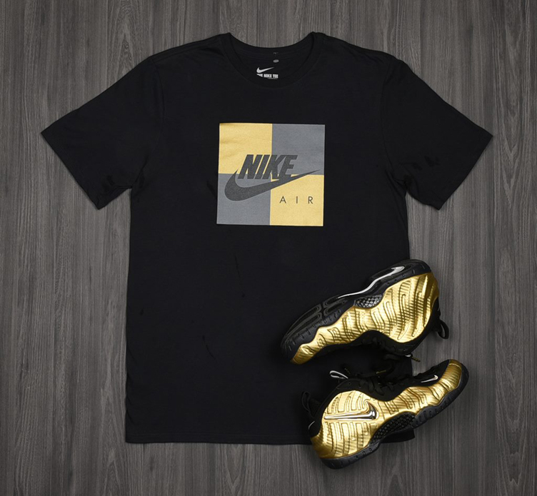 black and gold nike foamposite shirt