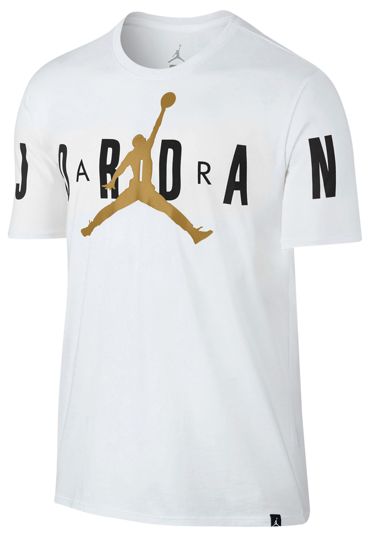 white and gold jordan shirts online -