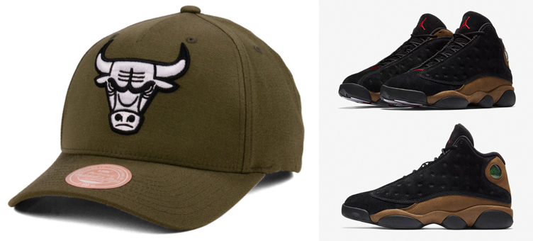 jordan-13-olive-bulls-snapback-hat