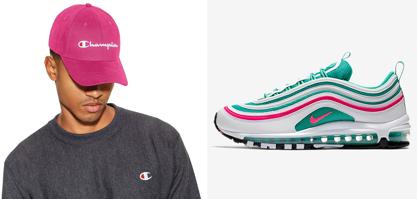 Nike-Air-Max-97-south-beach-champion-pink-hat-match