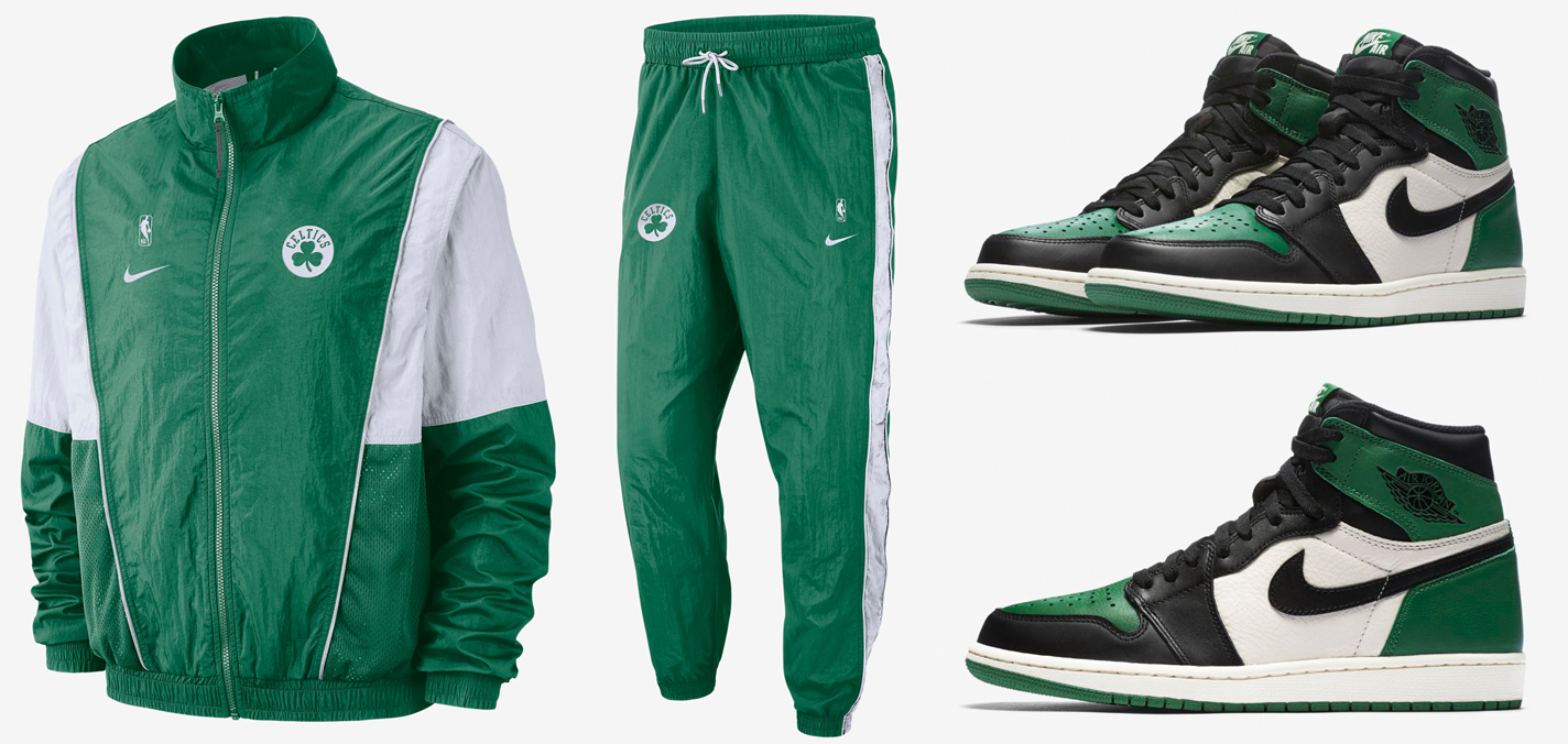 Jordan 1 Pine Green Celtics Jacket Pants Match | SneakerFits.com