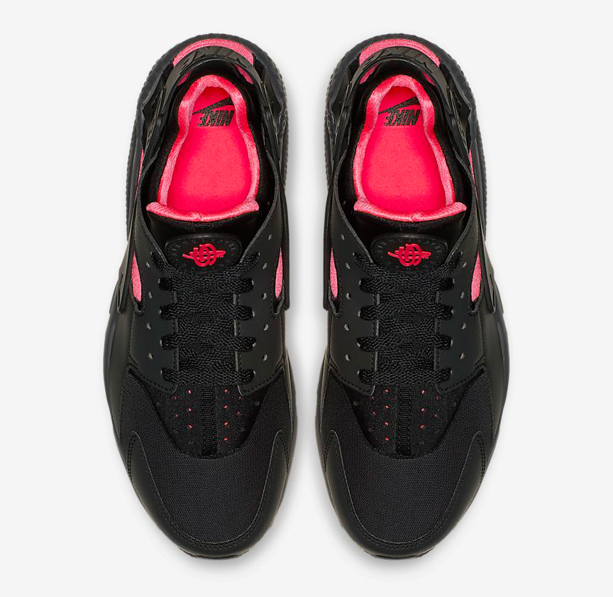 black and solar red huaraches