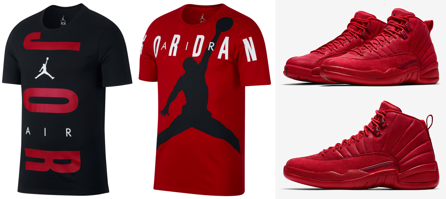 all red 12s outfit