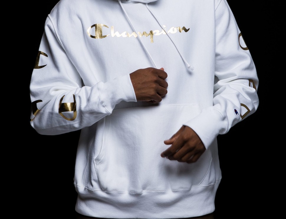 foamposite-black-gold-champion-white-gold-hoodie