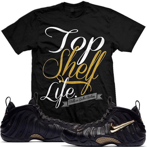 black and gold foamposite shirt