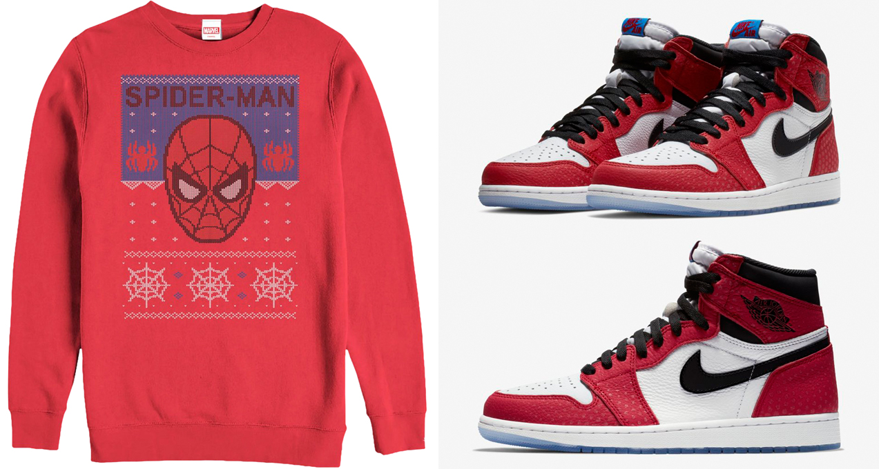 air-jordan-1-origin-story-spider-man-ugly-christmas-sweater-match
