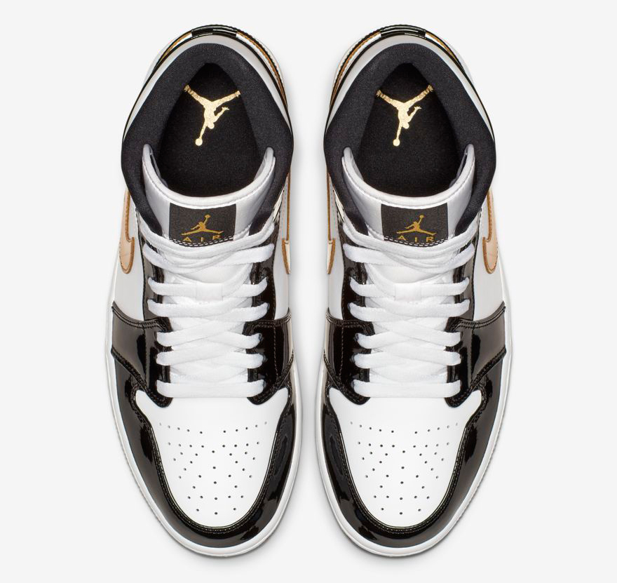 air jordan 1 mid black and gold patent leather