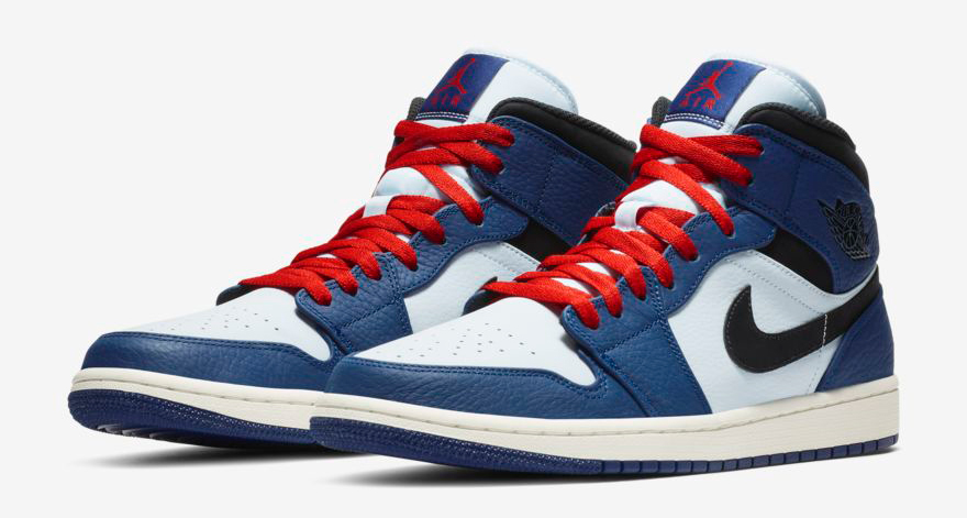 blue red and white jordans 1