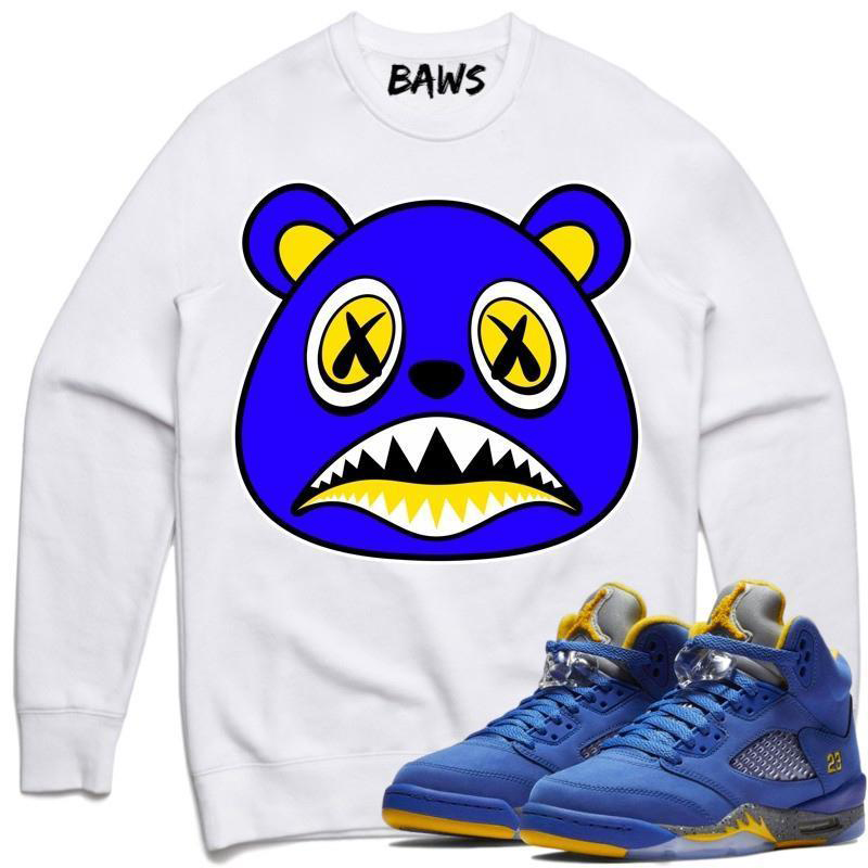 blue and yellow jordan 5 shirt