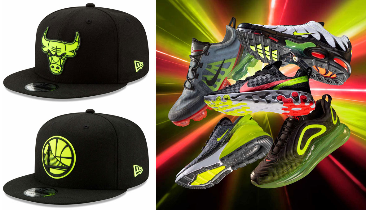 black and neon green nike hat