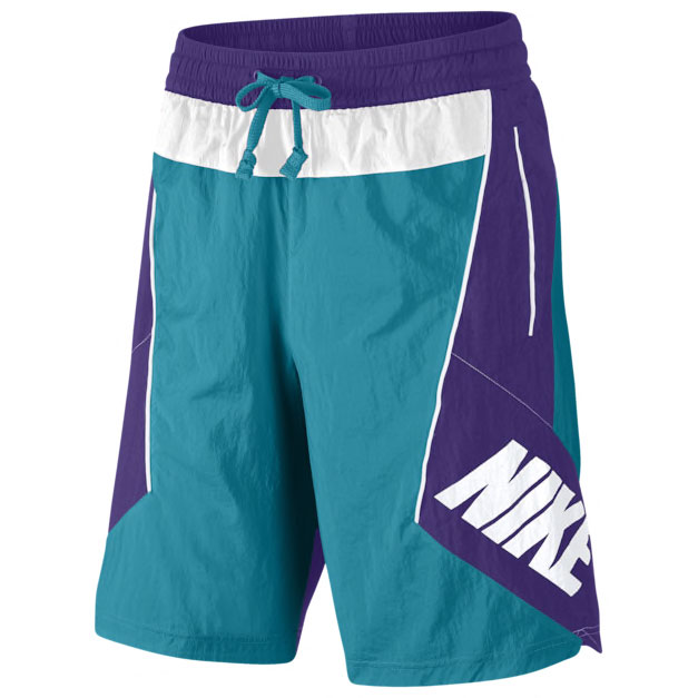 purple and turquoise nike shorts