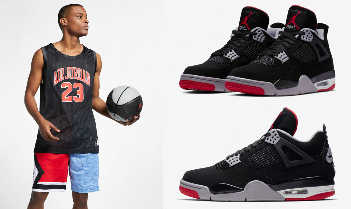 Air Jordan 4 Bred Jersey and Shorts 