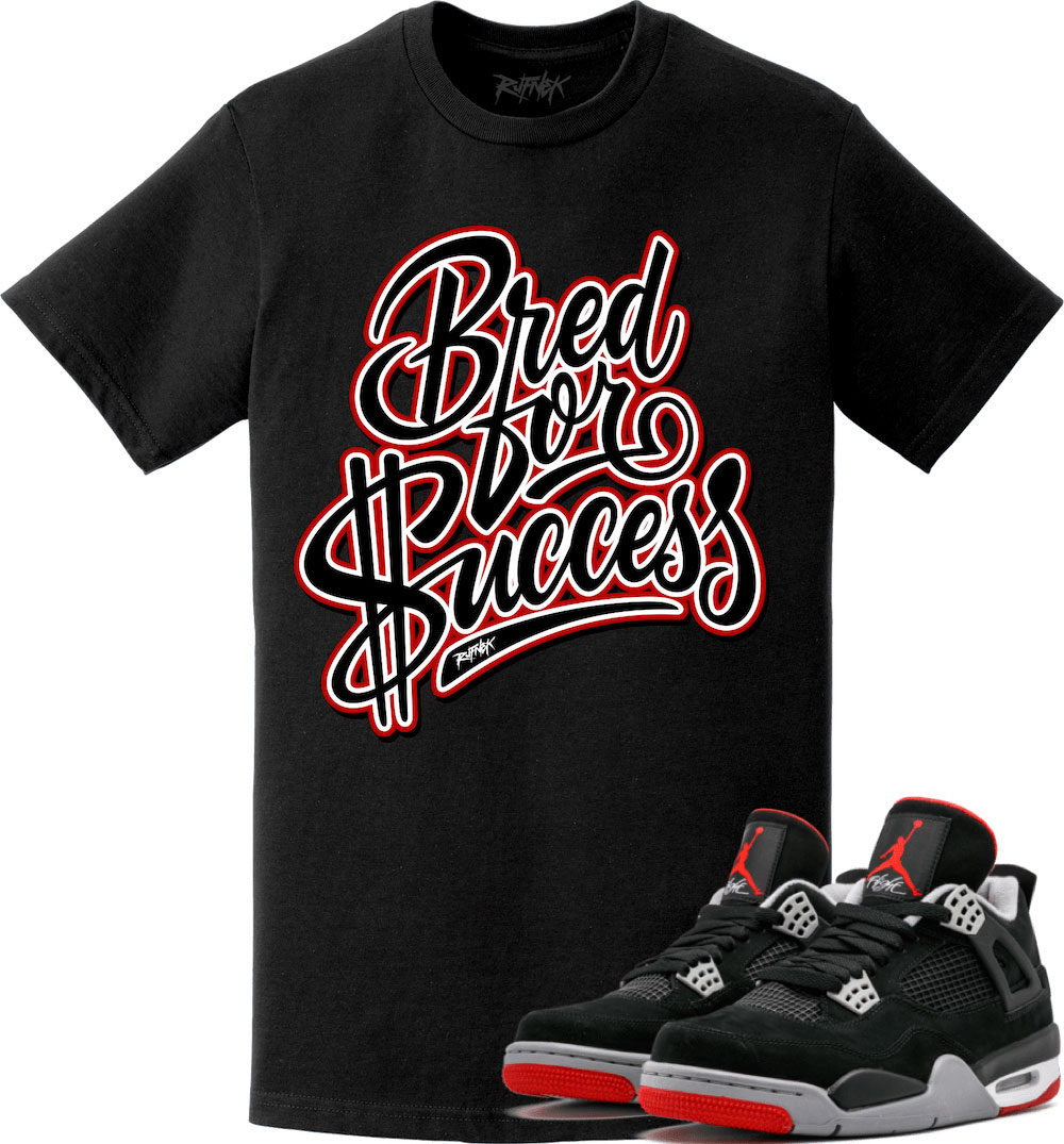 Air Jordan 4 Bred Sneaker Match Tee Shirts 