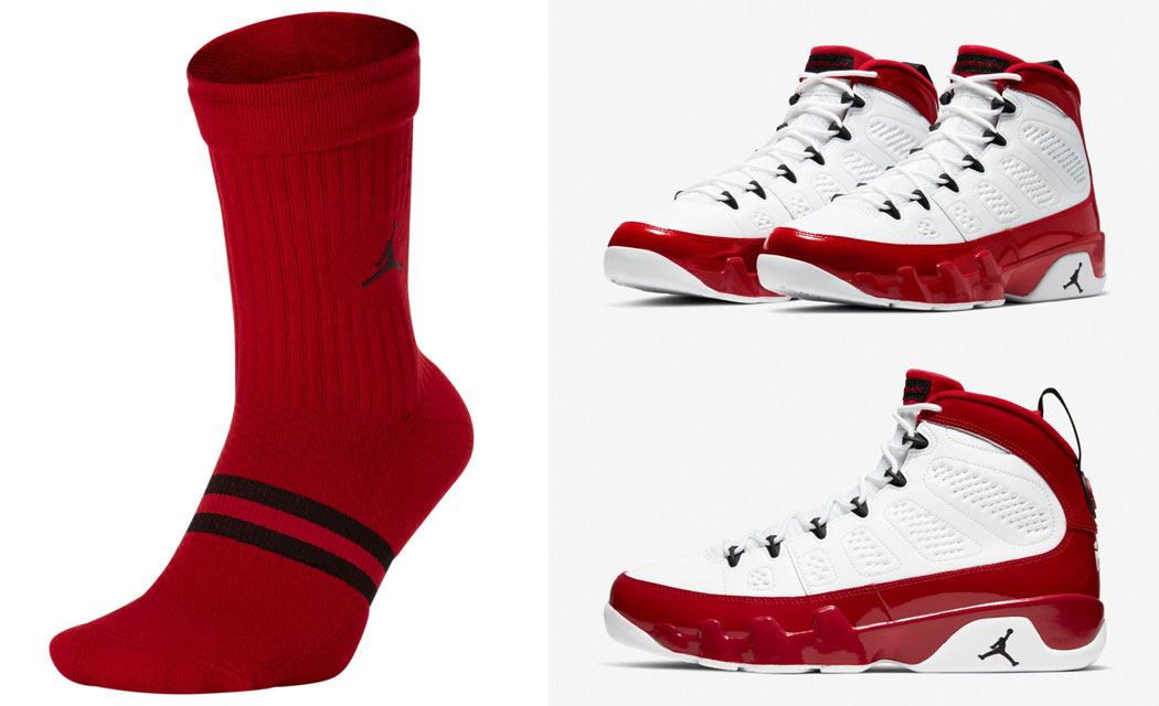 Air Jordan 9 Gym Red Socks to Match 