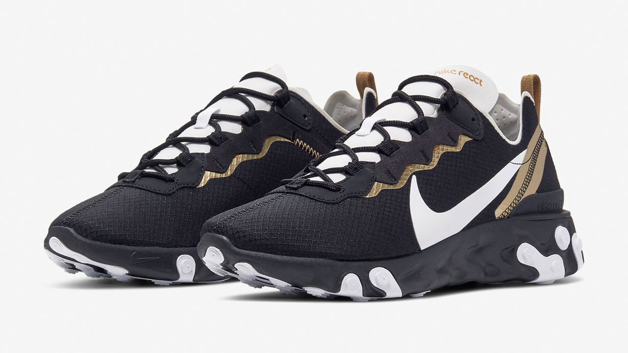 nike react gold and black