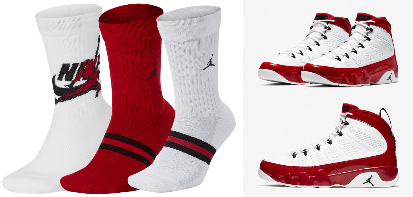 white and red jordan socks