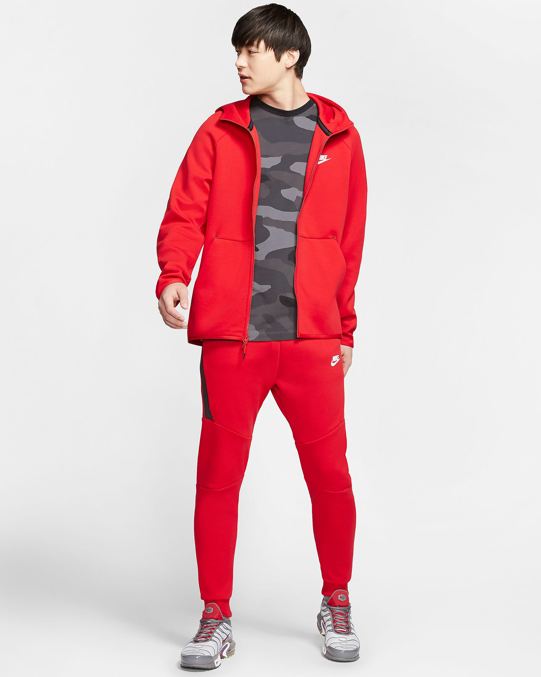 red and black nike outfit