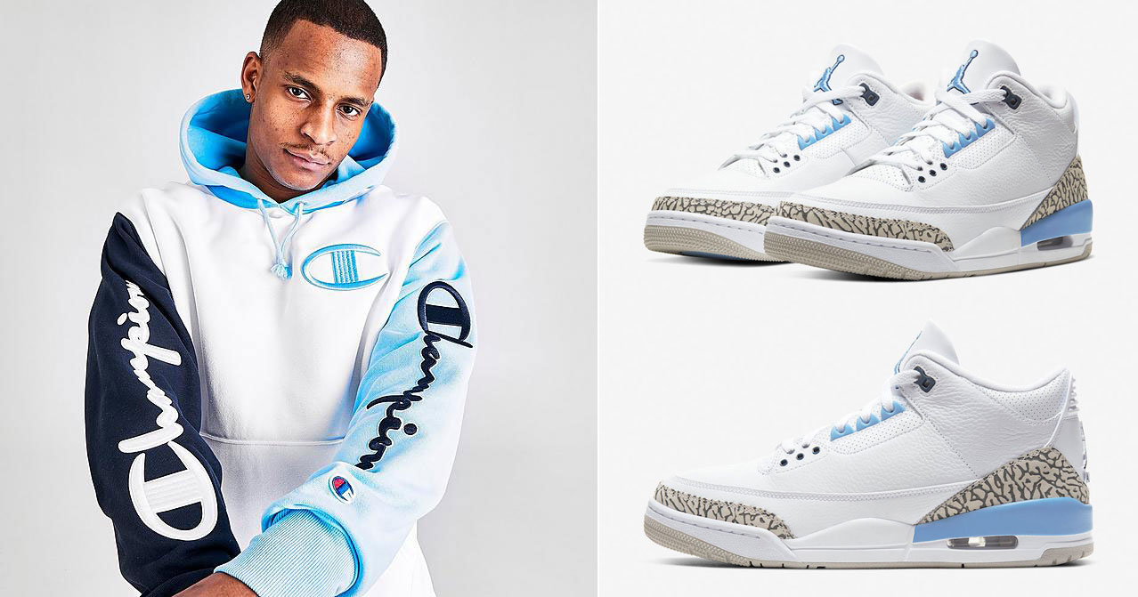 Champion Hoodie to Match Air Jordan 3 UNC | SneakerFits.com