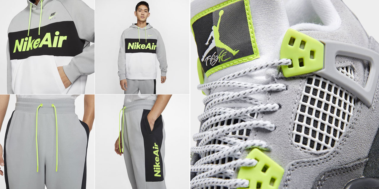 Air Jordan 4 Neon Nike Air Hoodie and 