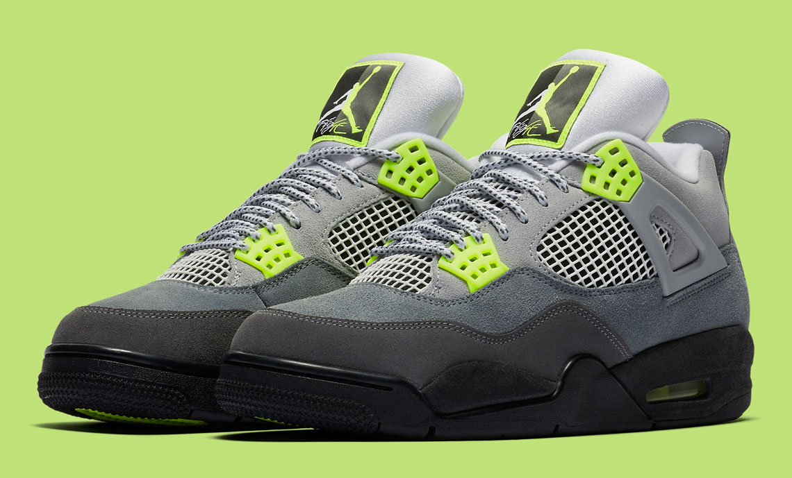 lime green and grey sneakers