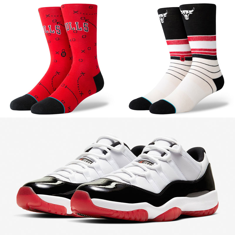 jordan-11-low-white-black-red-bulls-socks