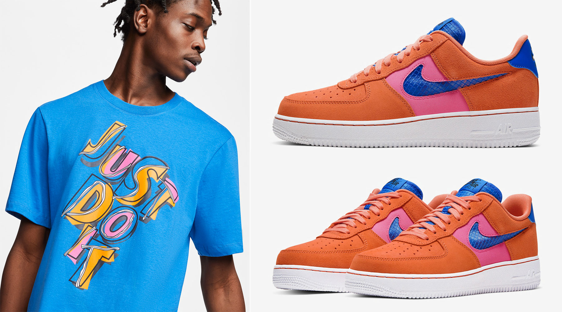 pink blue and orange air force ones