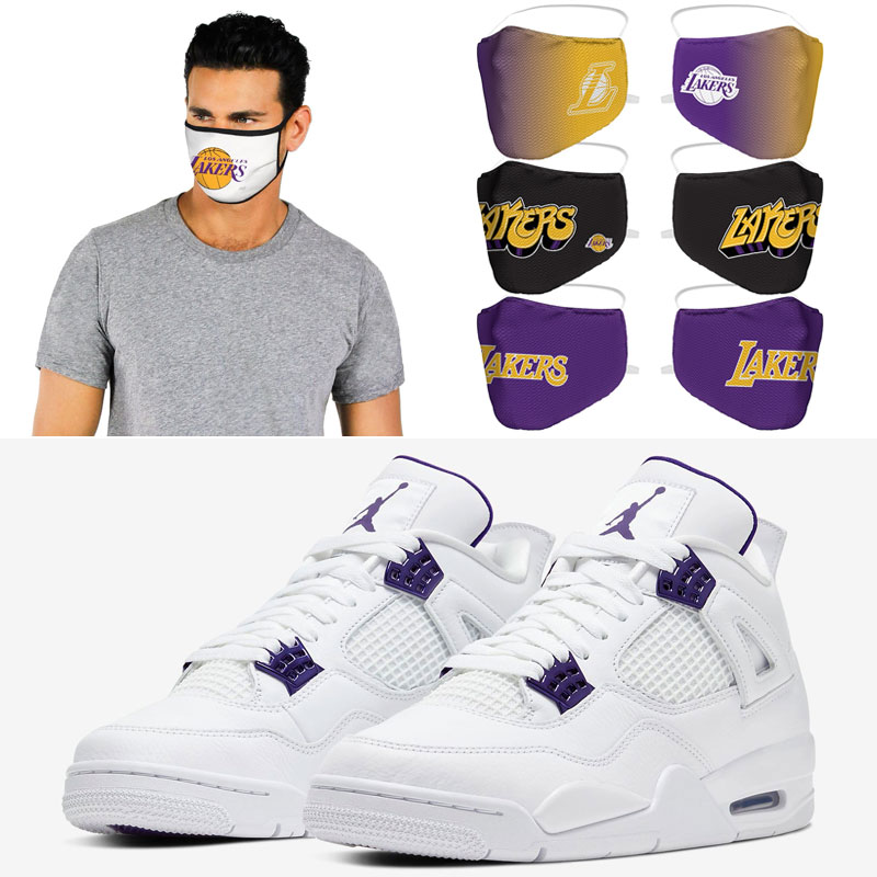 air-jordan-4-purple-metallic-la-lakers-face-cover-masks