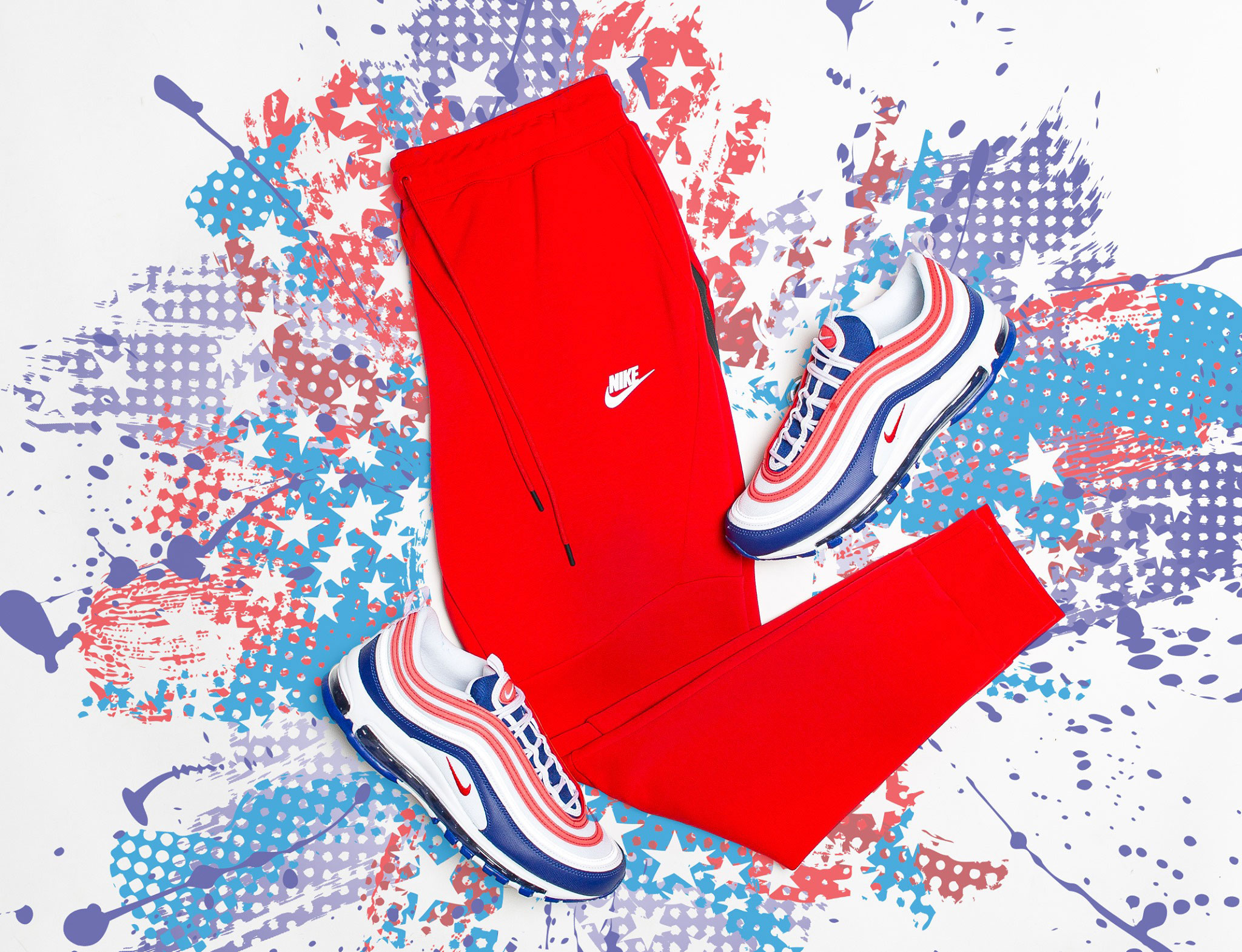 red white and blue nike outfit