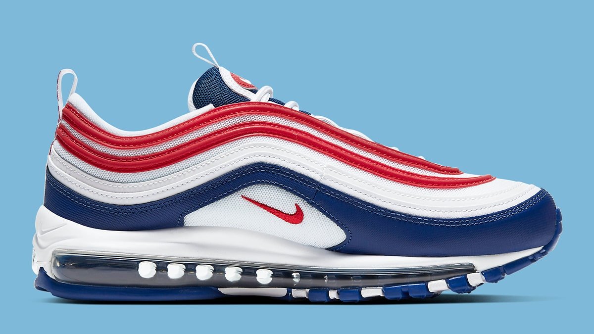navy red white air max 97