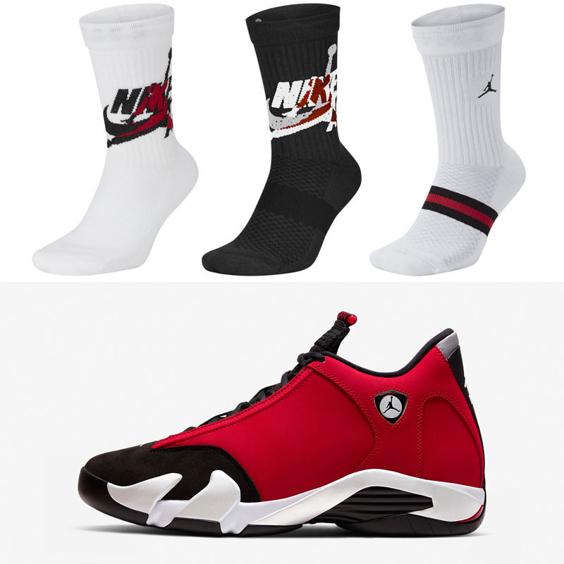 white and red jordan socks
