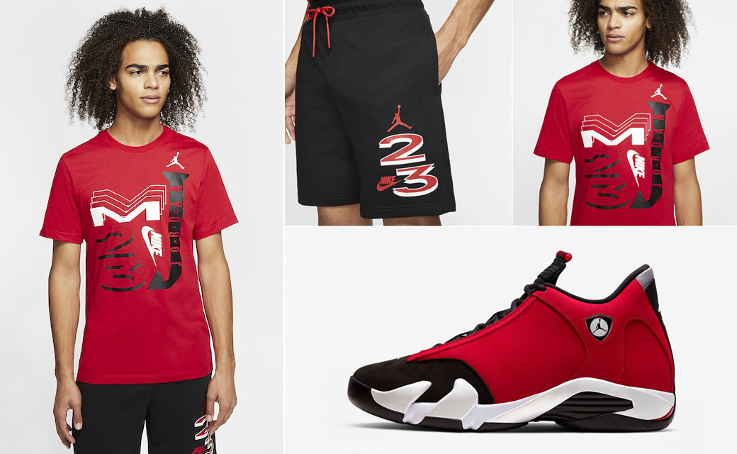 Air Jordan 14 Gym Red Shirts and Shorts 