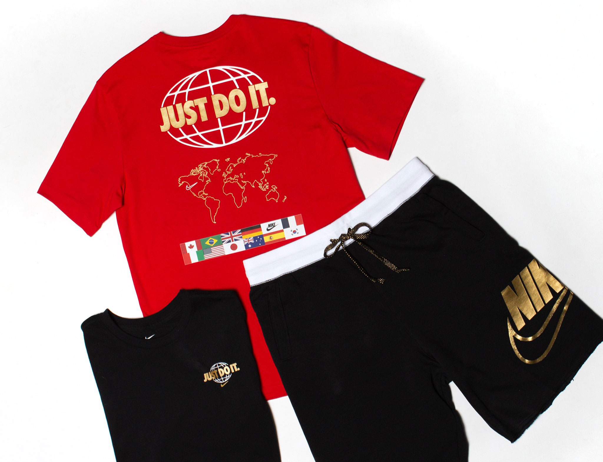 red and gold nike outfit