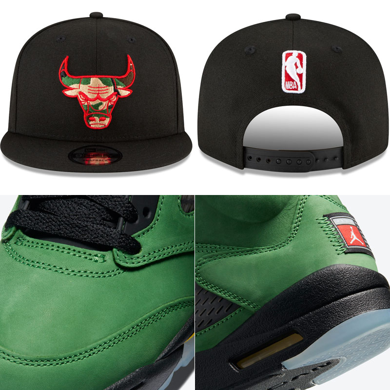jordan-5-oregon-apple-green-bulls-matching-hat