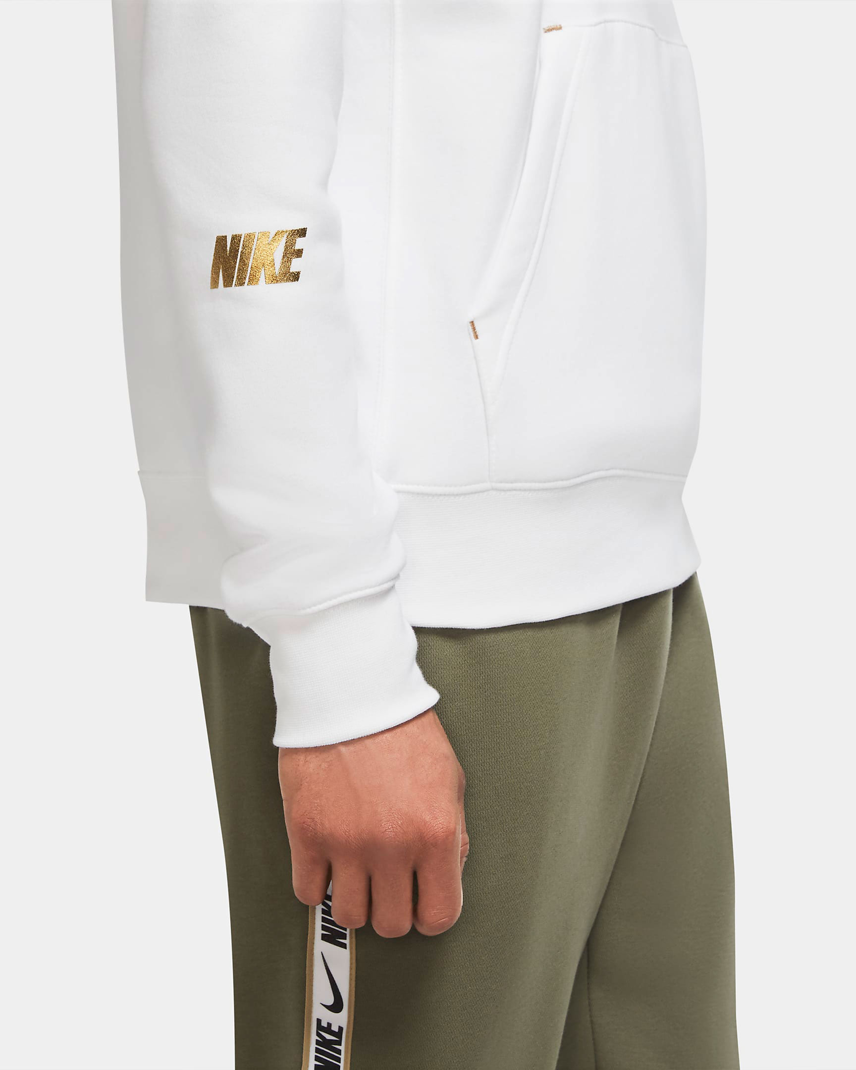nike club fleece hoodie white metallic gold 2