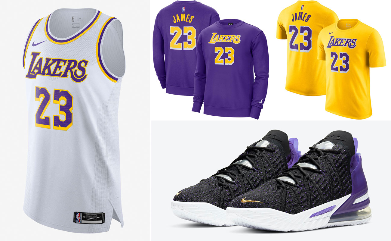 Nike Lebron 18 Lakers Shirts Hats Clothing Iicf