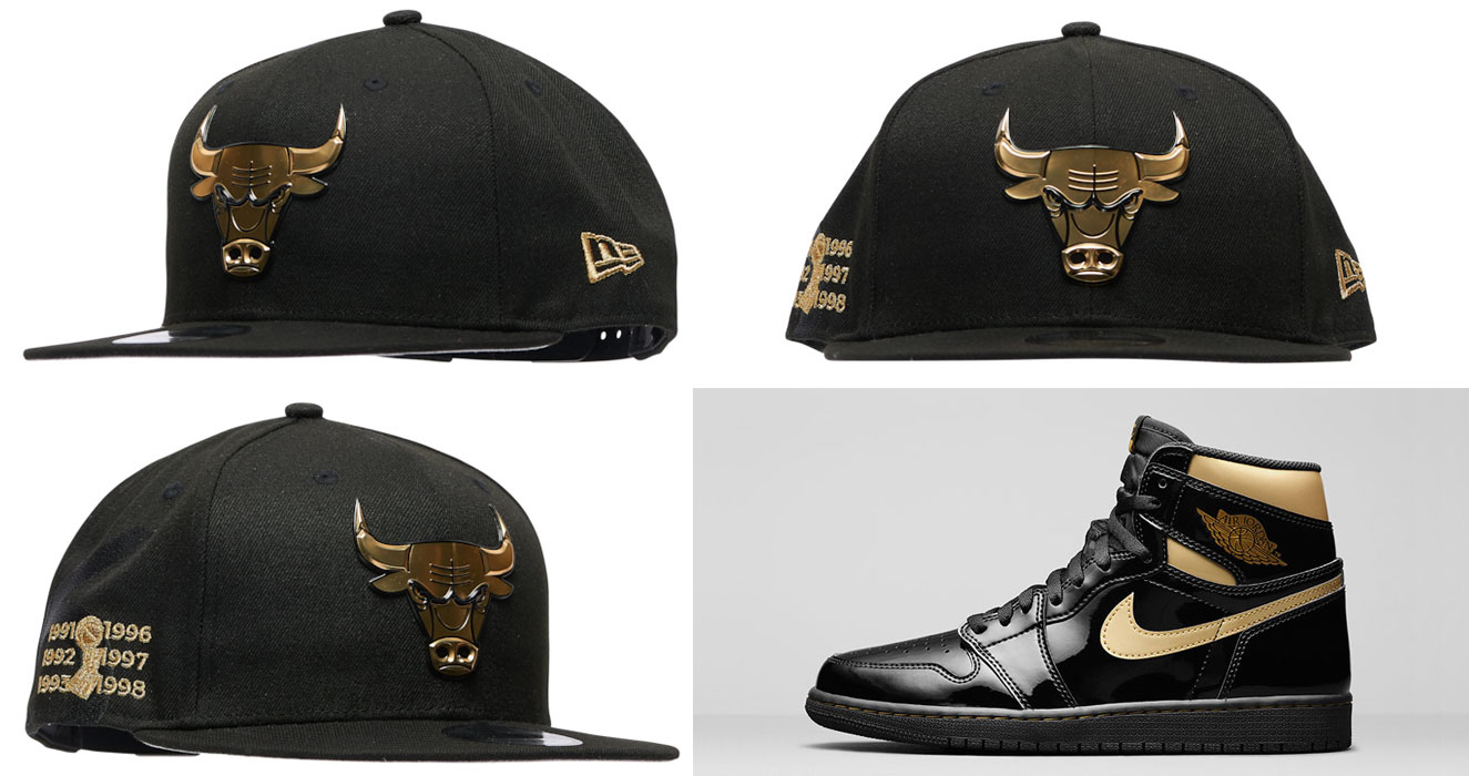 air-jordan-1-high-black-gold-patent-bulls-hat