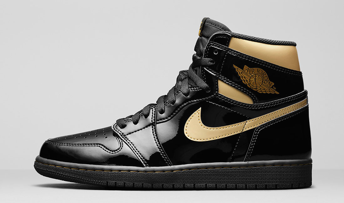 air-jordan-1-high-patent-black-gold-sneaker-clothing-match