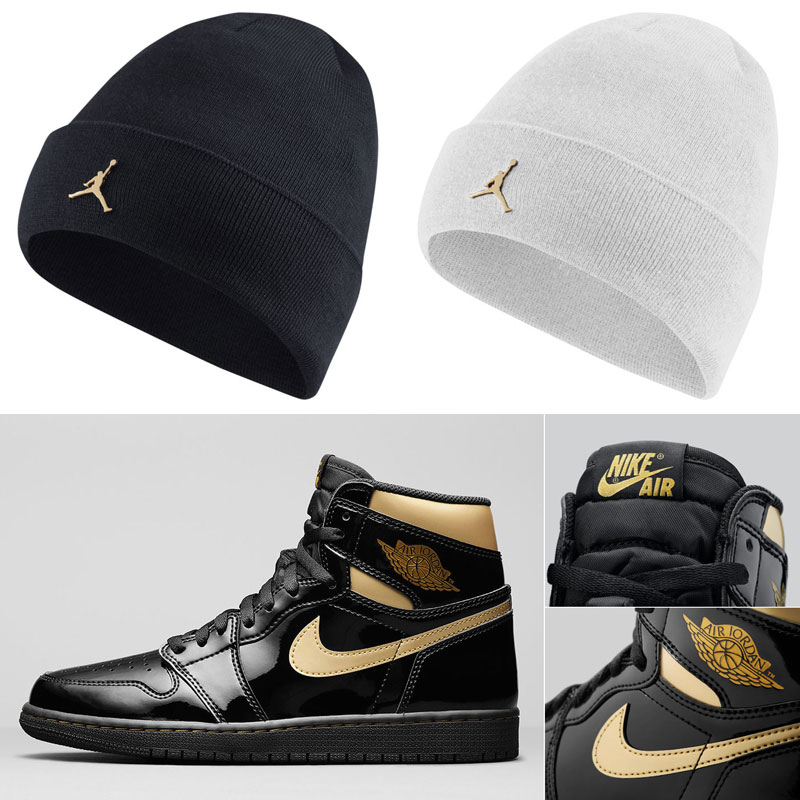 air-jordan-1-high-black-gold-knit-beanie-hats