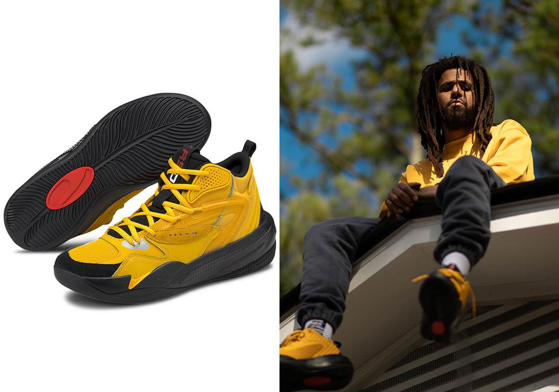 j-cole-puma-dreamer-2-mid-yellow-sneaker-outfits