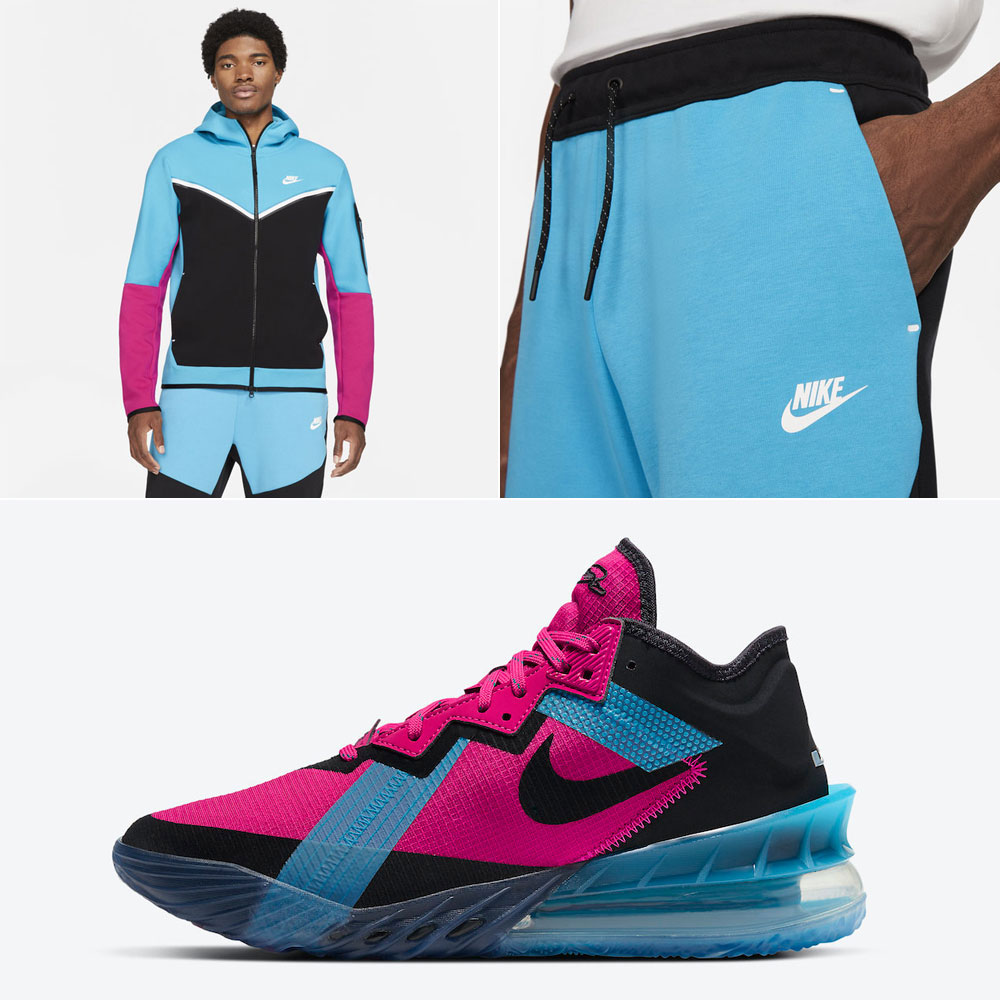 nike-lebron-18-low-fireberry-neon-nights-hoodie-pants-outfit