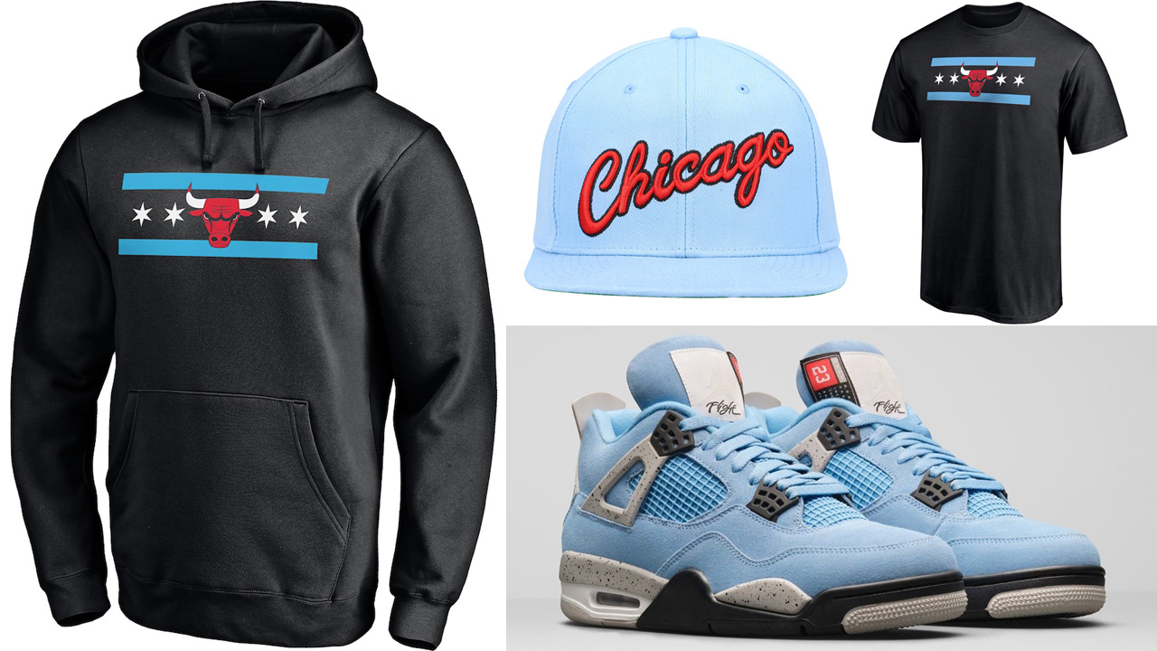 air-jordan-4-university-blue-chicago-bulls-shirt-hat-hoodie-outfit