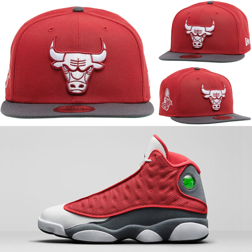 red-flint-jordan-13-bulls-hat