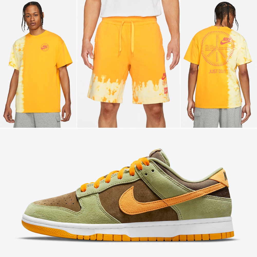 nike-dunk-low-dusty-olive-shirt-shorts-outfit