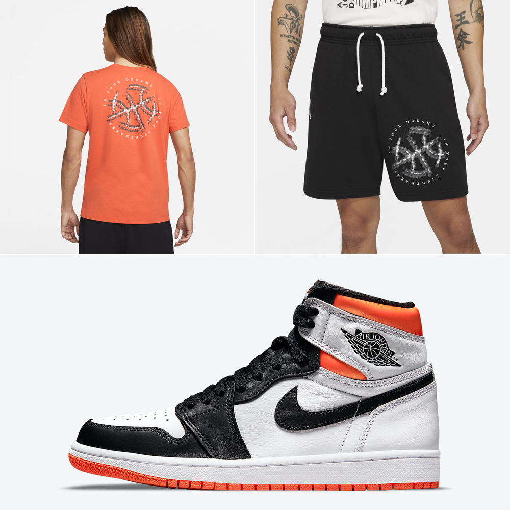 air-jordan-1-high-electro-orange-shirt-shorts-outfit-match