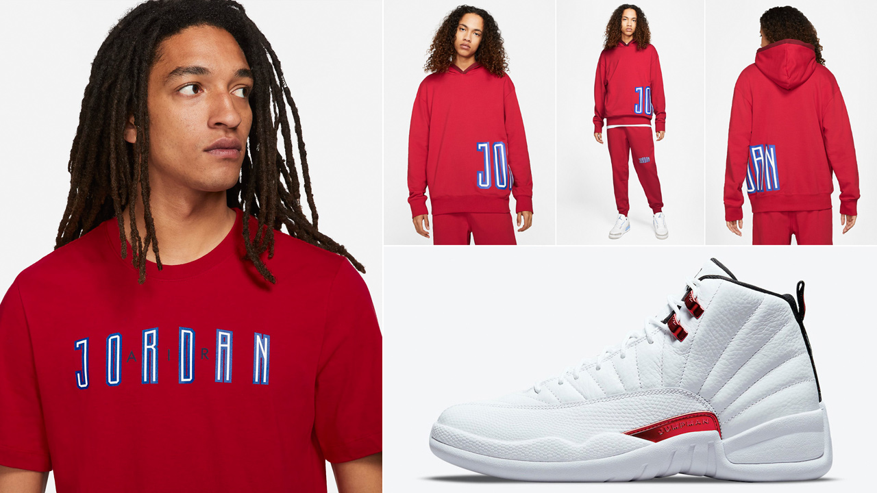 all red jordan 12 outfit